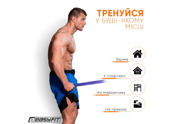 Гумова петля-еспандер Easyfit Origin 50-110 кг гумка для підтягувань, фітнесу та тренувань Синя (EF-1881-BL) | Зображення 1