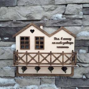 Ключниця настінна дерев'яна з поличкою та персоналізацією Family Craft венге, іменний органайзер для ключів