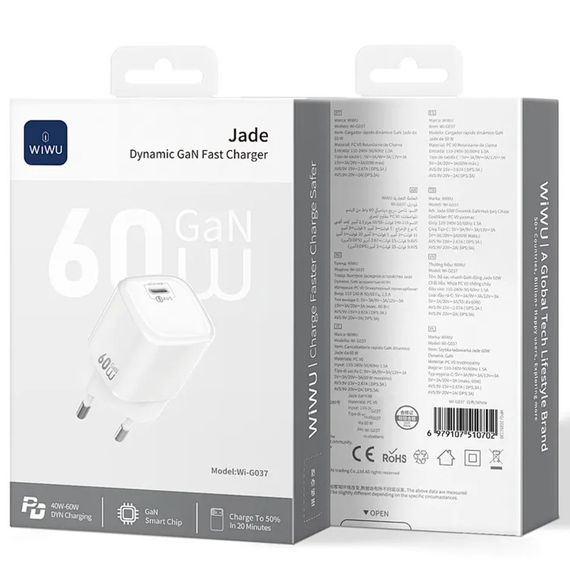 СЗУ WIWU G037 Jelly PD60W GaN (1USB-C) White | Зображення 2