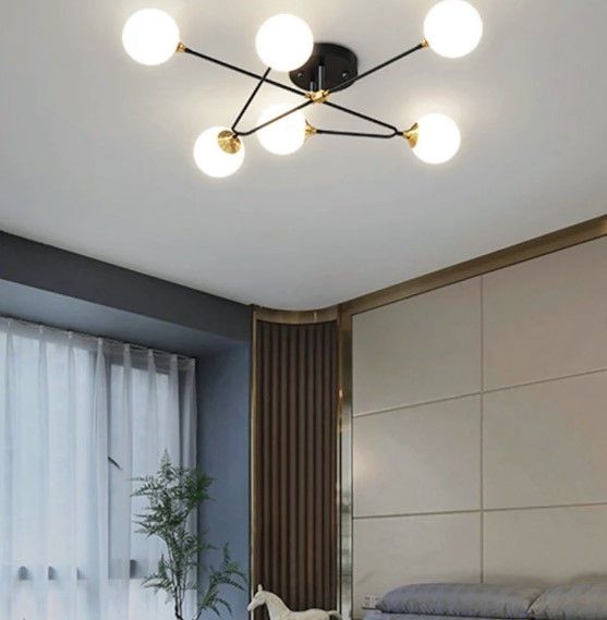 Люстра стельова на 6 лампочок 26593 Чорний 18х90х90 см.