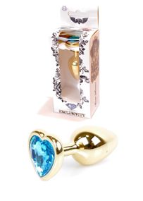 Анальная пробка -Jewellery Gold Heart PLUGLight Blue Sex Aura