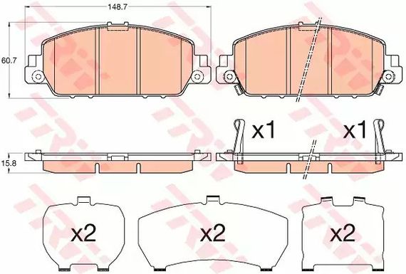 Колодки гальмівні дискові HONDA ACCORD 2013 р. передн.  TRW (GDB3615)