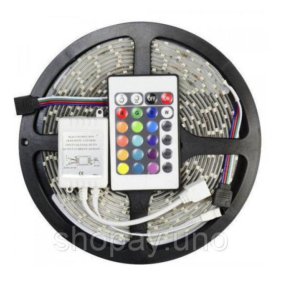 Світлодіодна стрічка SMD 5050 RGB LED 2м IP65 з пультом та блоком живлення USB, 2м, Стрічка світлодіодна 5050 | Зображення 4