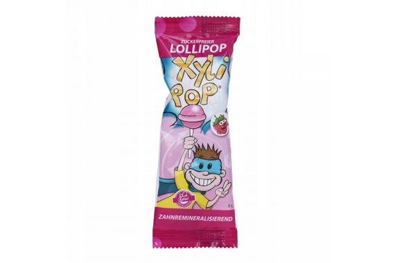 Льодяник з ксилітолом на паличці Miradent Xylipop, зі смаком полуниці
