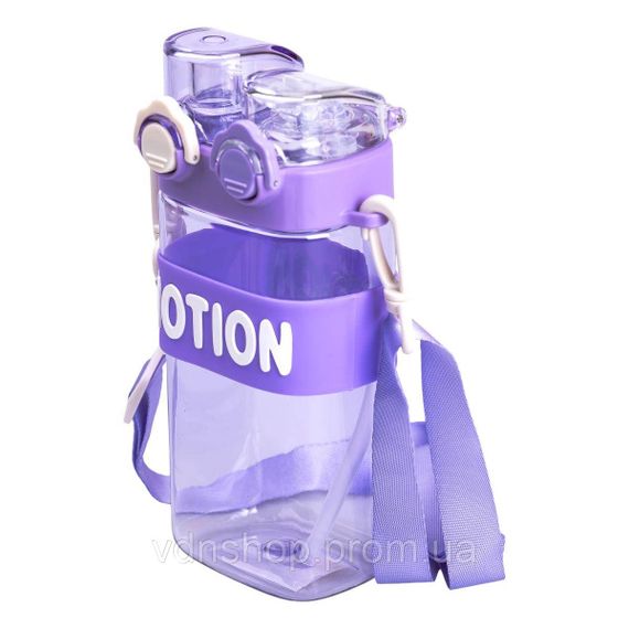 Бутылка для воды с трубочкой 550 мл спортивная пластиковая бутылка для тренировок Фиолетовая HP-14-49V | Зображення 2