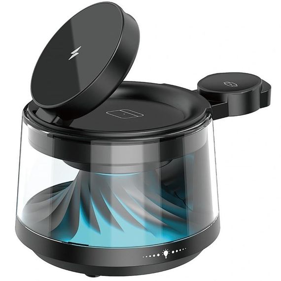 БЗУ WIWU Wi-W039 Flow 5in1 wireless charger with Speaker & Night Light 15W Black | Зображення 4