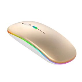 Мышка бесшумная компьютерная перезаряжаемая Bluetooth USB Золотая