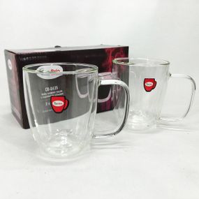 Стеклянные чашки для напитков с двойными стенками Con Brio СВ-8435-2, 2шт, 350мл, Чашки с двойный дном VO-86