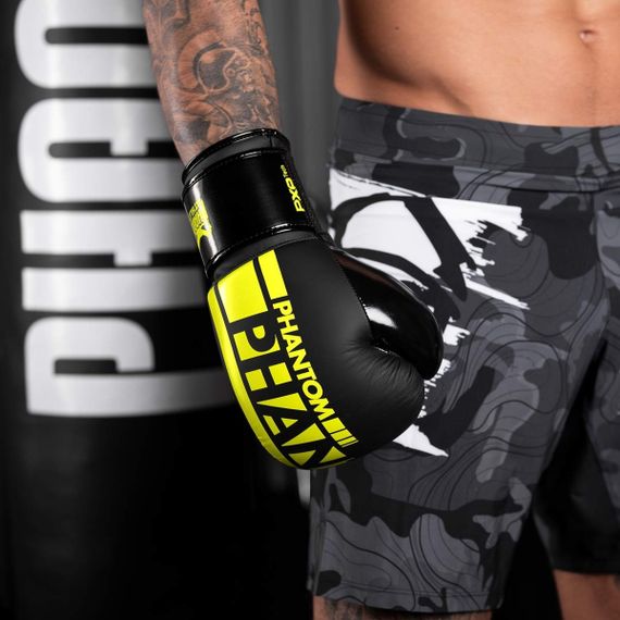 Боксерські рукавиці Phantom APEX Elastic Neon Black/Yellow 12 унцій (капа в подарунок) | Зображення 6