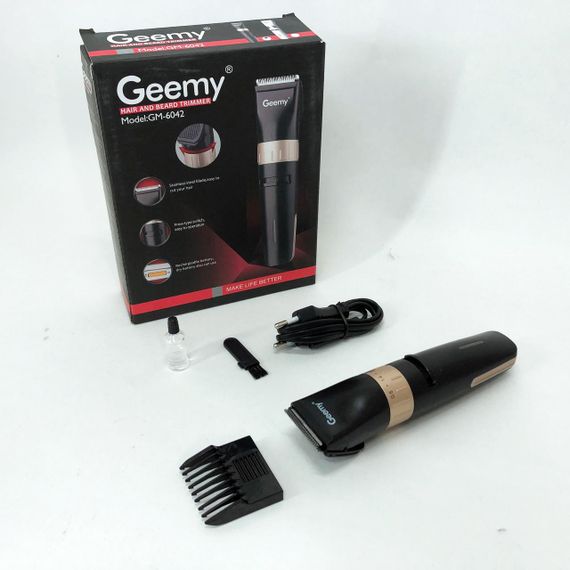 Перукарська машинка для бороди бездротова Gemei GM-6042 черный, Машинка для PK-543 стрижки голови | Зображення 3