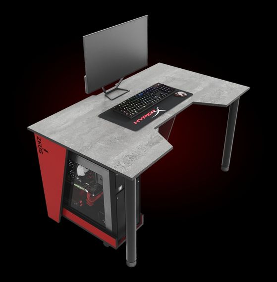 Стол геймерский ZEUS GAMER-2 бетонкрасный бок | Зображення 2