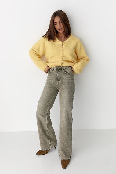 Широкі прямі джинси з високою посадкою - хакі цвет, 38р (є розміри) | Зображення 2