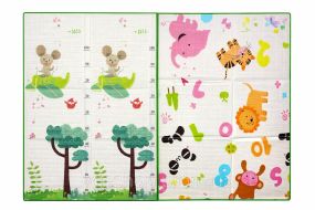 Детский развивающий двусторонний термо коврик 200*200 в сумке Зверята/Цифры
