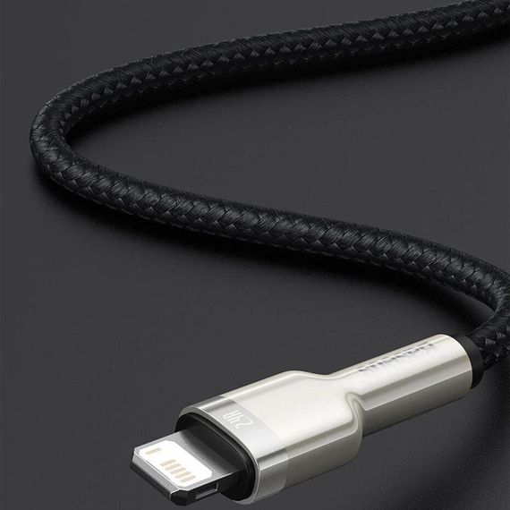 Дата кабель Baseus Cafule Series Metal USB to Lightning 2.4A (1m) (CALJK-A0) Black | Зображення 2