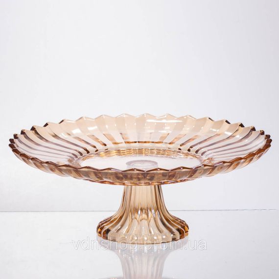 Фруктовниця скляна на ніжці Ø29 (см) кругла ваза цукерниця для фруктів Коричневий 64486-19