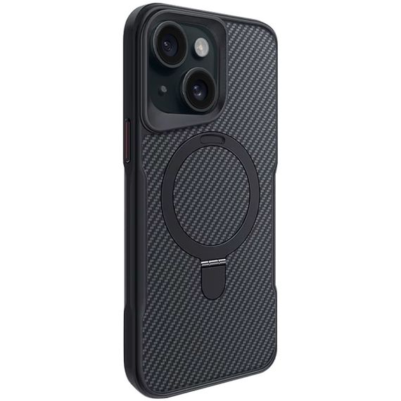 TPU+PC чехол Metal Buttons with MagSafe Carbon Ring для Apple iPhone 14 / 13 (6.1") Черный