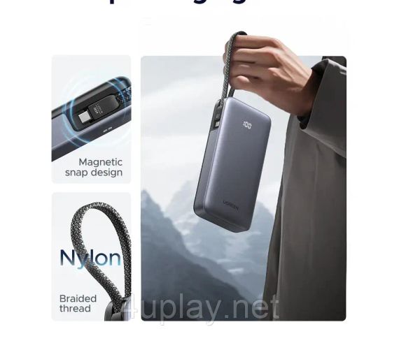 Повербанк UGREEN Nexode Power Bank 20000mAh 45W з вбудованим кабелем | Зображення 5