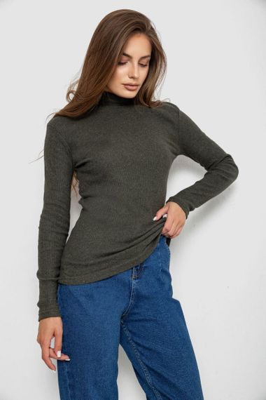Гольф женский однотонный в рубчик, цвет хаки, 238R803 | Зображення 2