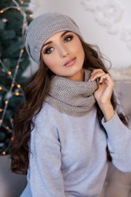 Комплект «Жаклин» (шапка и шарф-хомут) светло-серый
