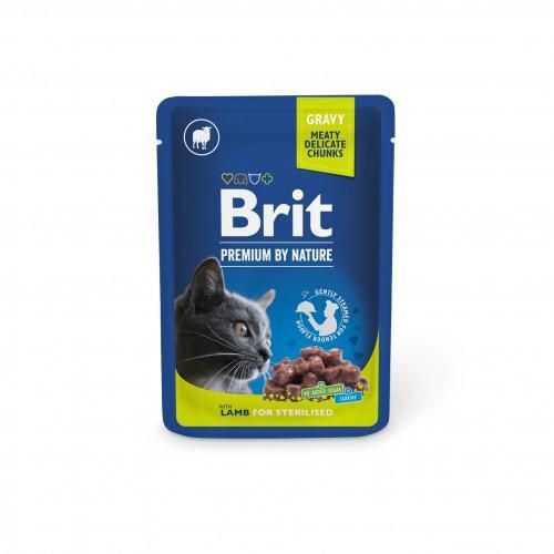 Вологий корм Brit Premium Cat pouch для стерилізованих кішок, ягнятина, 100 г