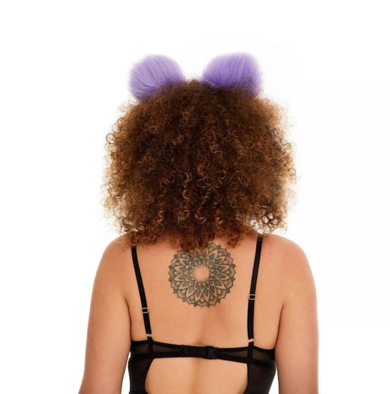 Хутряні вушка кішки з бантиком, Фіолетові з персиковим OKOVA sexstyle | Зображення 3