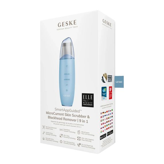 Мікрострумовий скрабер для шкіри та усунення чорних точок GESKE MicroCurrent Skin Scrubber&Blackhead Remover 9в1 magenta, Блакитний | Зображення 7