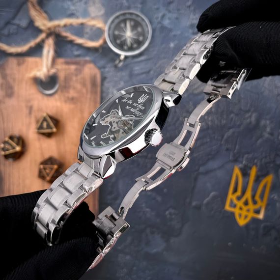 Класичний чоловічий годинник Awarder 022 Silver-Black Mechanic Metall Не Забуду Дім | Зображення 9