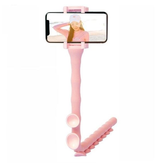 Гибкий держатель для телефона с присосками универсальный Cute Worm Lazy Holder. CI-533 Цвет: розовый