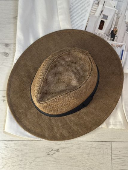 Солом'яний капелюх Федора Коричневий One size 56-58р (845-0) | Зображення 1