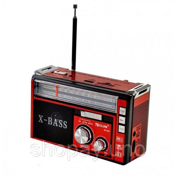 Радіоприймач портативне радіо Golon RX-381 акумуляторний ретро стовпчик usb sd mp3 fm. Колір: червоний | Зображення 2