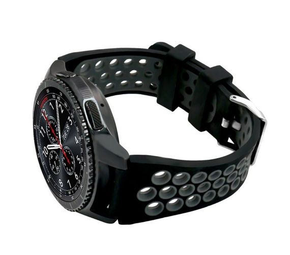 Спортивний ремінець з перфорацією Primo для годинника Samsung Gear S3 Classic SM-R770 / Frontier RM-760 Black&Grey | Зображення 1