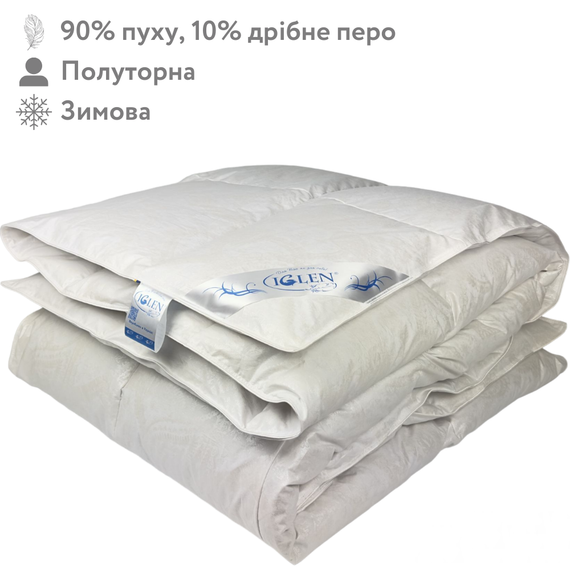 Ковдра пухо-перова 90% пуху зимова полуторна IGLEN Roster 140х205 в тіку (1402051)