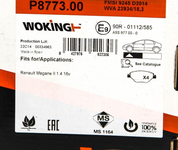 Колодки передні гальмівні Megane (03-08), WOKING (P877300) | Зображення 6