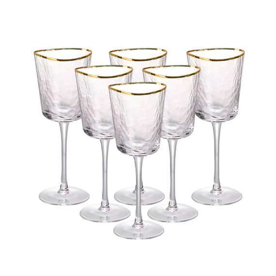 Набір з 6 келихів 350 мл, для вина із золотим обідком HP-16-22 | Зображення 2