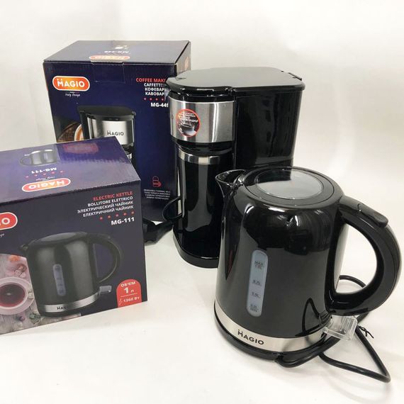Набір дизайнерської лінійки Magio: Електрочайник Magio MG-111 + Кавоварка SM-264 Magio MG-449