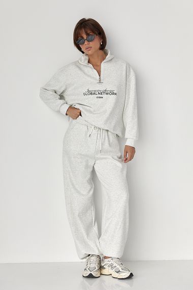 Теплий спортивний костюм з написами - світло-сірий цвет, M/L (є розміри) | Зображення 4