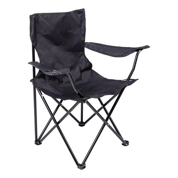 Крісло розкладне туристичне 50х80х80 см з підстаканником Чорне SJ-0014B | Зображення 1