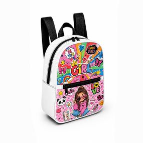 Детский мини-рюкзак белый с принтом Kawaii Girl для девочки 28×24×10 см мини-сумка детская (5289)