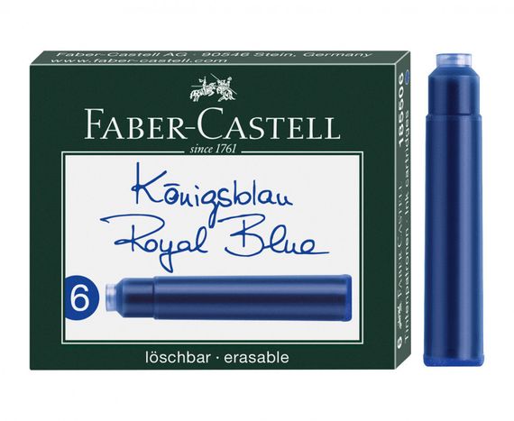 Картриджи Faber-Castell 6шт Интернациональные короткие, синий