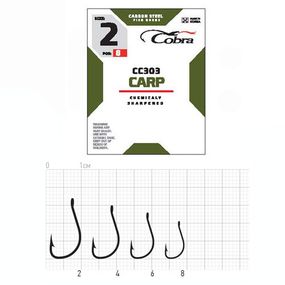 Гачки риболовні Cobra Кобра CARP сер. CC303 разм.002 8шт.