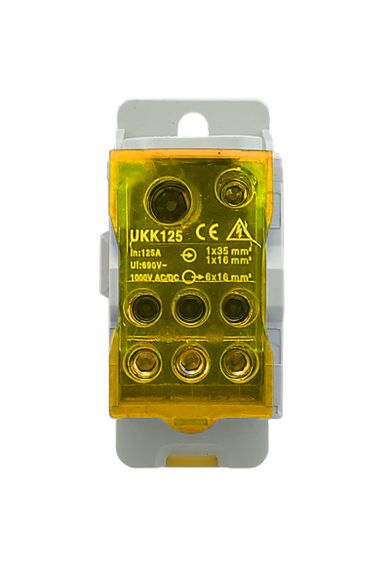 Розподільчий блок на DIN-рейку РБД125A жовтий Ny95504701