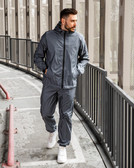 Мужской спортивный костюм из плащевки штаны и ветровка, BD0030 цвет серый, размер L | Зображення 5