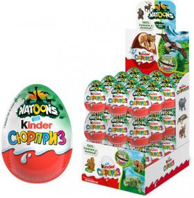 Конфеты шоколадные яйцо Киндер Kinder серия Natoons (жывотные), 20г, для мальчиков и девочек