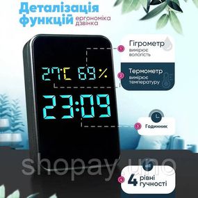 Дзвінок дверний бездротовий з козирком з DOORBELL 5615 з годинником, термометром і показником вологості LU-32