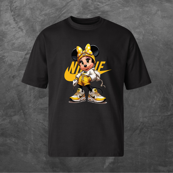 Футболка унісекс з принтом Мікі Маус (yellow1) Оверсайз чорна S