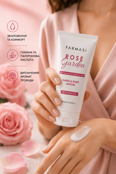 Лосьйон для рук та тіла з ароматом троянди Farmasi Rose Garden 200 мл | Зображення 1