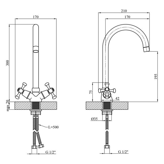 Змішувач для кухні Kroner KRM Rhein - C034 (CV018616) | Зображення 1