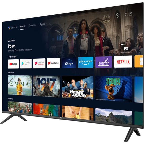 Телевізор TCL 43' LED FHD 60Hz Smart Android TV Black (43L5A) | Зображення 1