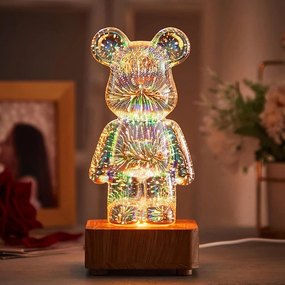 3D лампа Хрустальный Мишка Фейерверк Медведь Bearbick декоративный стеклянный ночник светодиодный светильник 16 цветов LED