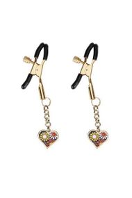 Зажимы для сосков Liebe Seele Nipple Clamps Gold Heart-shaped Flowers on Blue Золотистый One Size